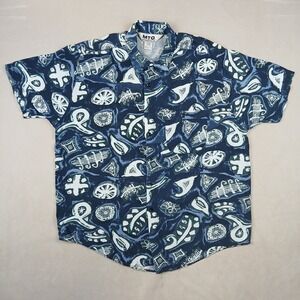 MTO Large Mens Shirt Hawaiian Camp Rayon Vintage 90s 24x27